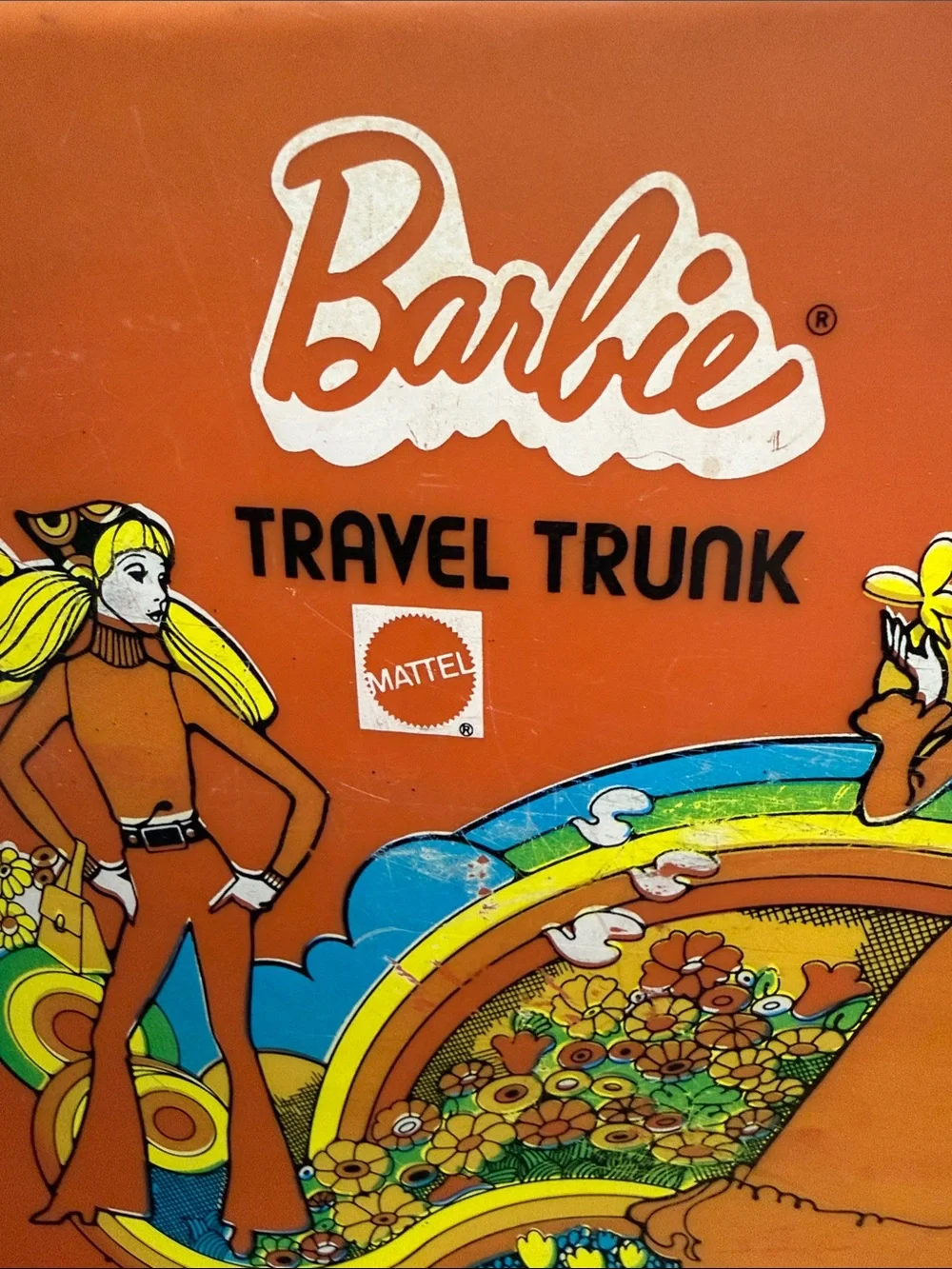 Vintage Barbie Travel Trunk with Barbie Dolls & Ken Head